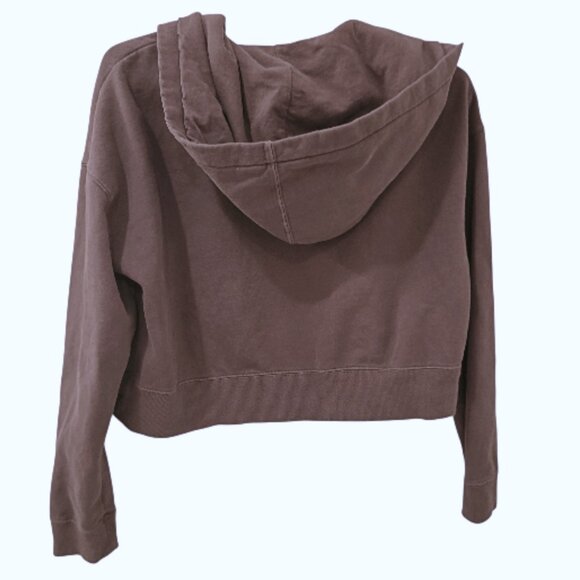 Harlow Burgundy Cropped Fleece Zip-Up Hoodie - Picture 5 of 5